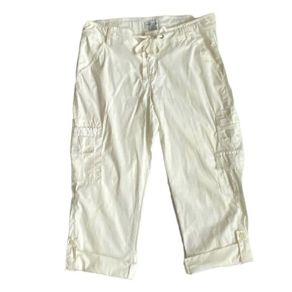 Caribbean Joe White Cotton Pants Cargo SZ 12P - Picture 1 of 12